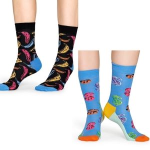 NEW 2 pairs women's Happy Socks x Andy Warhol pop art fits sizes 5.5-9.5